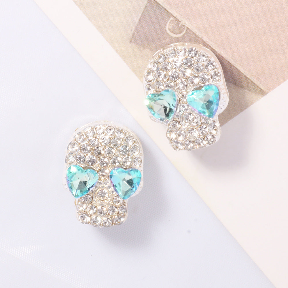 Wholesale Double-sided diamond alloy skull straight hole loose beads beaded DIY accessories
